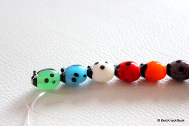 Ladybug Lampwork Glass Mixed Color Beads x 4